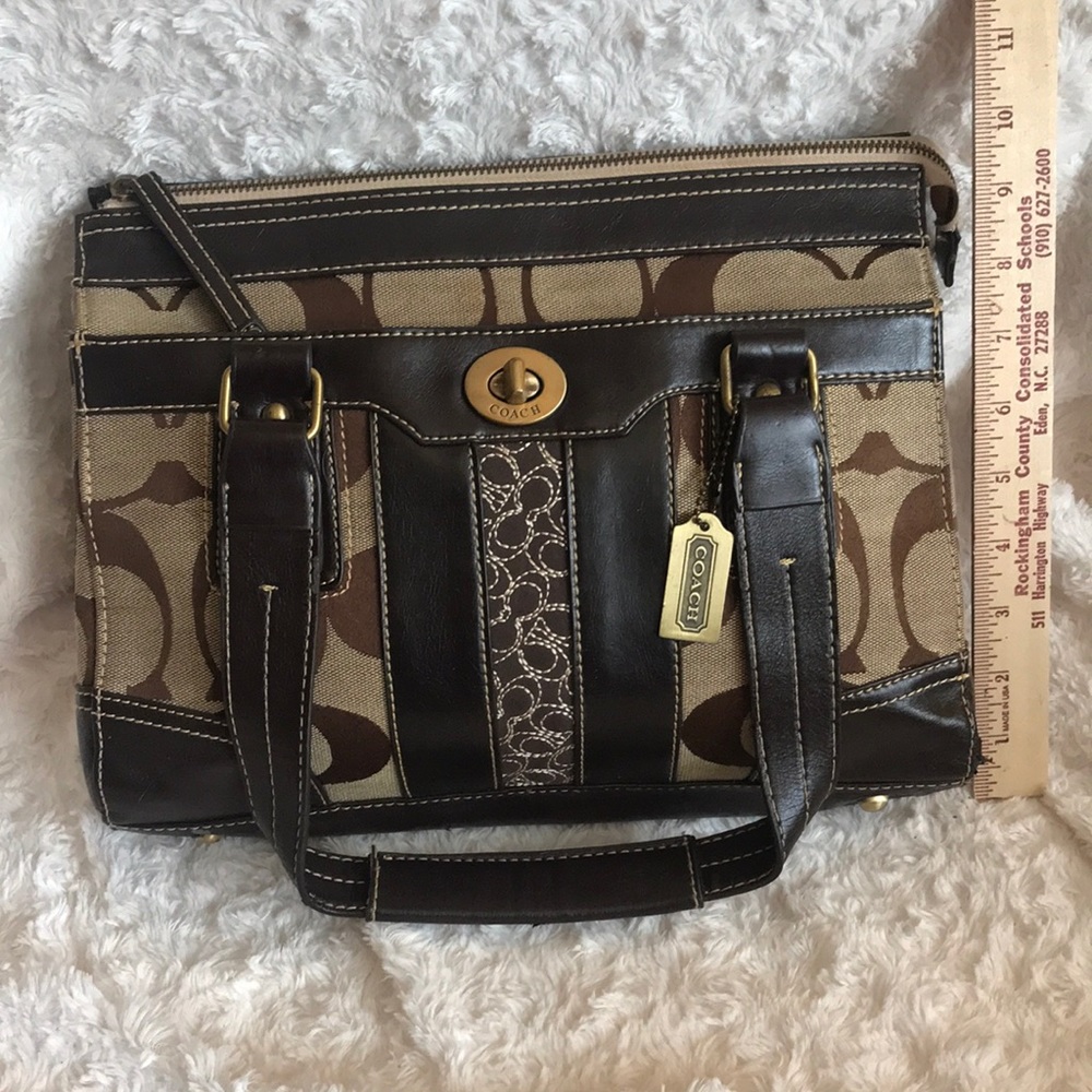 Brown cloth & leather purse